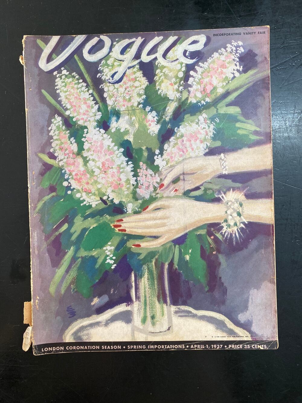 vintage april 1937 vogue magazine, 30s fashion, wwii era, beaton, dali art photo